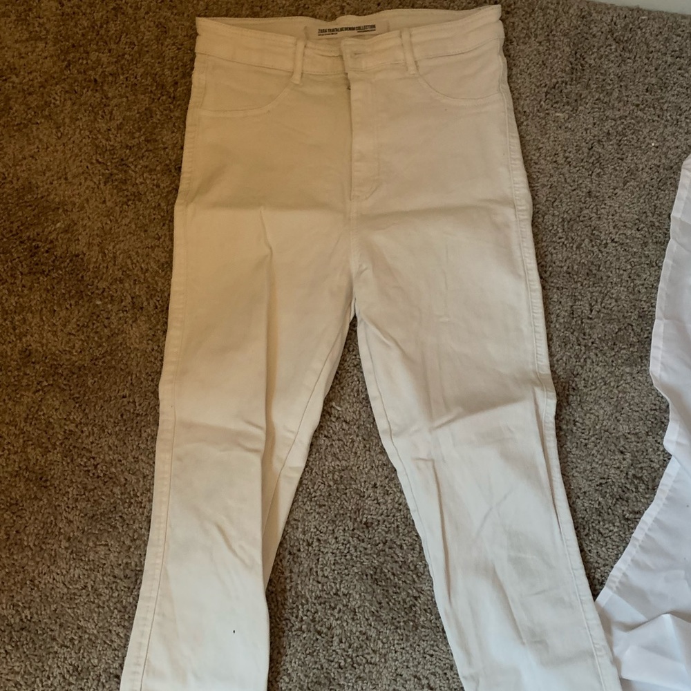 Zara white high rise jeans